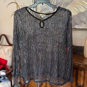 ONE WORLD Black Sheer Blouse